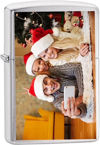 Vista 2 de Zippo Personaliza tu imagen, foto o logotipo con impresión UV de Zippo para padrinos de boda, grabado en la parte posterior, regalo de Navidad