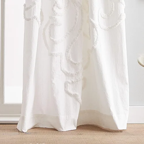Vista 3 de Peri Home Gates - Cortina de felpilla copetuda con bolsillo para barra, par de paneles de 84 pulgadas, color blanco