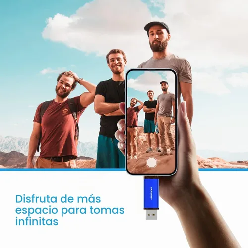 Vista 5 de Vansuny Unidad flash USB tipo C de 32 GB 2 en 1 USB A + cinta C OTG Flash Drive para Android Smartphone Tablet Computadora Portátil (azul)