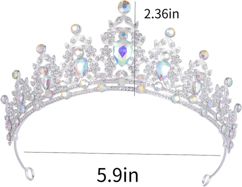 Vista 7 de Kamirola - Corona de reina y tiaras corona de princesa para mujeres y niñas, diademas de cristal para novia, princesa para bodas y fiestas (01)