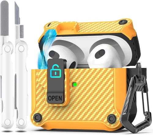 Vista 59 de R-fun Funda de carga compatible con AirPods de 2ª generación 2019, 1ª generación 2016, protección completa contra caídas, tapa desplegable