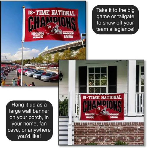 Vista 4 de Bandera de Alabama Crimson Tide 2020 18 Time College Football Champions