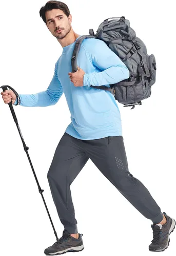 Vista 6 de Men's Lightweight Hiking Pants Breathable Quick Dry Fit Camping Fishing Running Athletic Active Jogger Pants