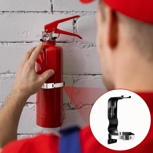 Vista 4 de Therwen Paquete de 2 soportes para extintor de incendios de 5 libras, soporte de pared de acero inoxidable para extintor de incendios para el hogar