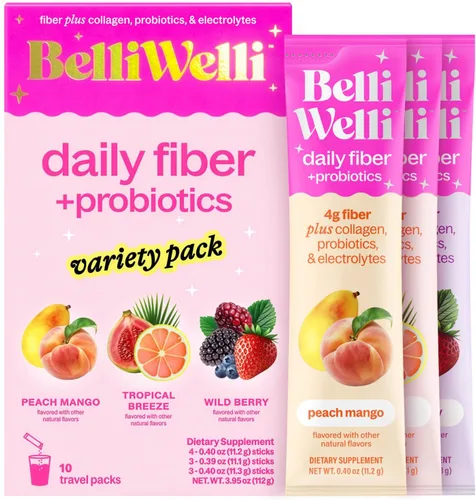 Vista 15 de Belli Welli Suplemento de Fibra, Polvo de Fibra con Probióticos Paquete de Viaje para Mujeres con Colágeno y Electrolitos para la Salud Intestinal