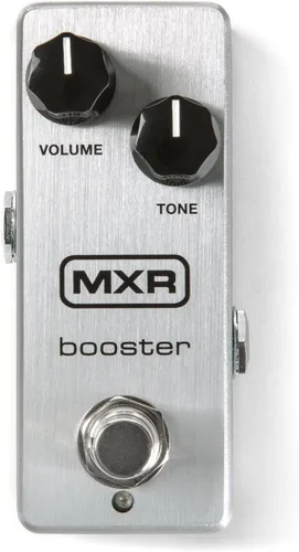 Vista 4 de MXR M293 Booster Mini Pedal de efectos de guitarra con 2 cables de conexión y paquete de púas Dunlop