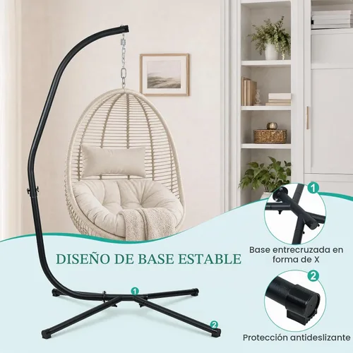 Vista 4 de BPS Soporte de acero para hamaca solo soporte en C para sillas de hamaca colgantes, capacidad de 300 libras
