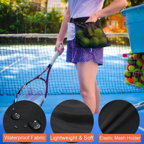 Vista 2 de Tennis Ball Holder, Pickleball Holder Bag for Women, Men & Teens, Ball Pouch, Mesh Waist Hip Bag Carrier, Easy Holding 6-8 Pickle Balls or Tennis