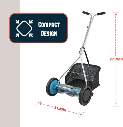 Vista 34 de American Lawn Mower Company 1204-14 Cortacésped de carrete de empuje de 4 hojas de 14 pulgadas, color rojo