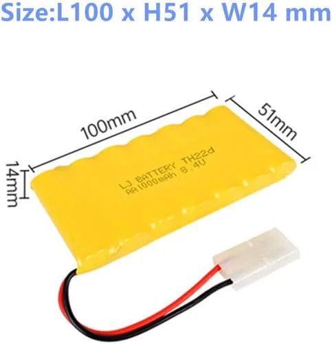 Vista 2 de Batería recargable AA de 8.4V 1000mAh NI-CD con conector Tamiya estándar para RC Car RC Truck Tank 2 Pack con cargador USB