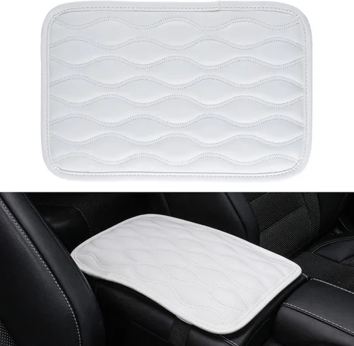 Vista 10 de Amiss - Funda consola central de automóvil, impermeable, transpirable, ajuste universal, accesorios para reposabrazos de cuero para proteger la negro
