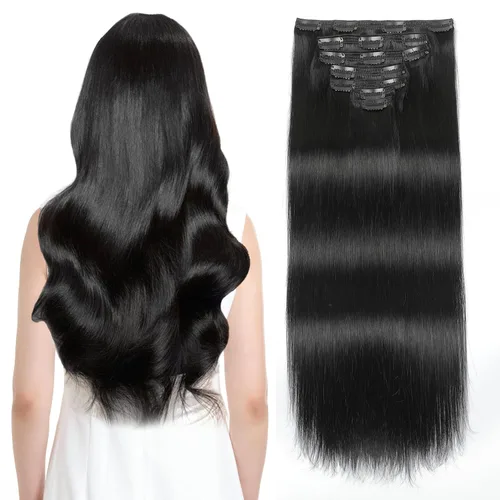 Vista 18 de Sisily - Extensiones de cabello con clip de cabello humano real, 30 cm 70 g, balayage de marrón chocolate a rubio, 100% cabello humano Remy