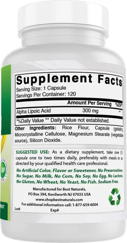 Vista 5 de Best Naturals Ácido alfa lipoico 300 mg 120 Cápsulas