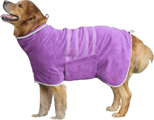 Vista 8 de Abrigo de Secado para Perros - Bata Toalla de Secado Rápido para Perros - Albornoz de Microfibra Súper Absorbente para Mascotas, Cuello Ajustable