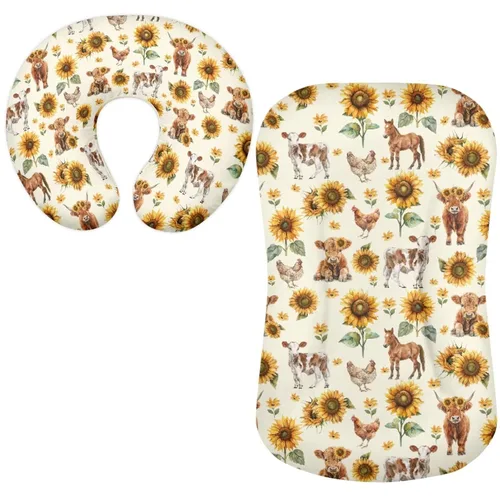 Vista 9 de Funda para tumbona de bebé floral de hongos bohemios y funda de almohada de lactancia, 2 piezas, ovalada, reloj de arena, rectangular, para moisés