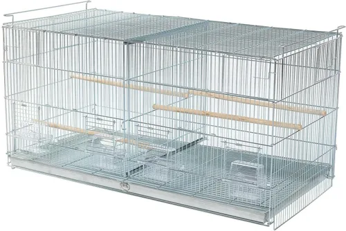 Vista 7 de Combo: Jaula de vuelo de aves galvanizada chapada en zinc apilable y bloqueo, divisor extraíble con soporte rodante