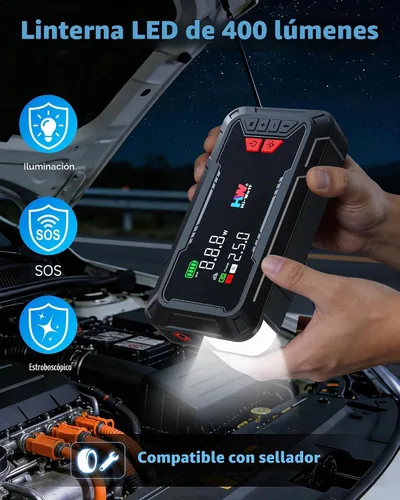 Vista 5 de HW Arrancador de salto 2000A con compresor de aire, inflador de neumáticos