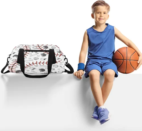 Vista 2 de Bolsa de lona para niños, bolsa de gimnasio deportiva para niños, niñas y adolescentes, bolsa de mano para el fin de semana, bolsa de viaje