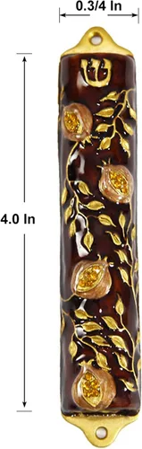 Vista 4 de Bless This House Mezuzah - Estuche para mezuzá con diseño de granada Judaica, funda para puerta de 4 pulgadas