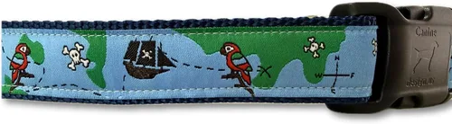 Vista 6 de Collar de perro mediano de 13-19 pulgadas ancla náutica azul rojo collar ajustable hecho a mano USA