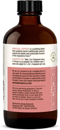 Vista 7 de Banyan Botanicals Jarabe orgánico de apoyo bronquial – Soporte para el pecho y los pulmones para niños – Jarabe calmante para la tos y garganta