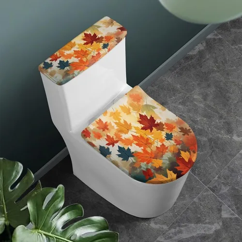 Vista 41 de Flashideas Juego de fundas de tapa de inodoro y cubierta de tanque de búho de Halloween, fundas de asiento de felpa suave, fundas de borde de tanque