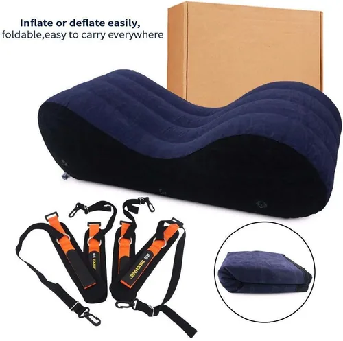 Vista 4 de COSWE Almohada en forma de cuña, almohada lumbar triangular inflable de aire, almohada inflable de aire, adecuada para varias posturas con pequeña