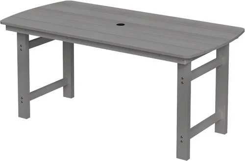 Vista 33 de Mesa de comedor rectangular para exteriores, mesa de polietileno de alta densidad resistente para 6, mesa de patio resistente a la intemperie