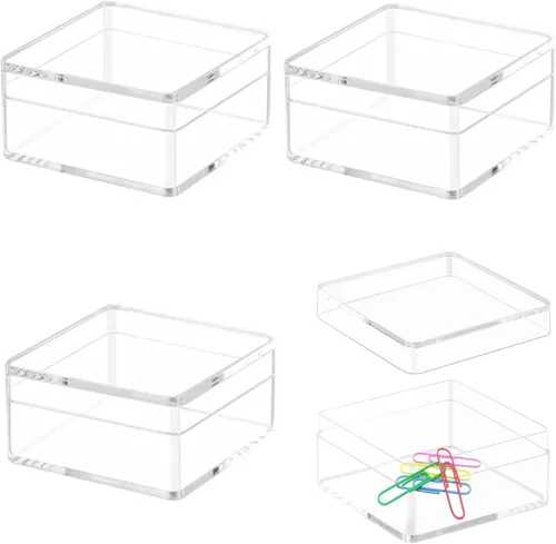 Vista 25 de KissYou Caja Pequeña de Acrílico con Tapa Cajas de Caramelo Transparentes para Exhibición Decoración de Fiesta Cubo Cuadrado de Plástico