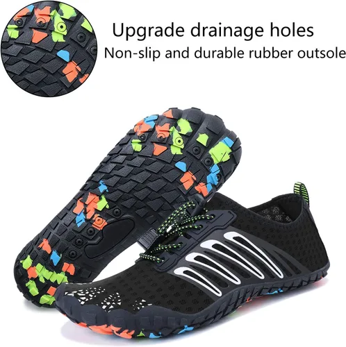 Vista 5 de MAYZERO Zapatos de agua para hombres y mujeres, zapatos de surf, playa, piscina, zapatos de punta ancha, senderismo, zapatos de agua, zapatillas