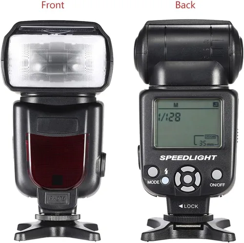 Vista 2 de Flash Speedlite con pantalla LCD compatible con cámaras Nikon, Canon, Sony, Panasonic, Leica, Fujifilm, Pentax y Olympus con zapata caliente