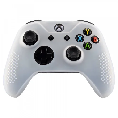 Vista 5 de eXtremeRate Soft Anti-Slip Silicone Case Cover Thumb Stick Grip Caps Protector Skins for Xbox One X S Controller - Semi-Transparent Clear