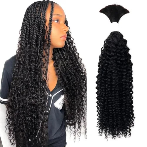 Vista 28 de Liqusee Cabello Humano para Trenzar 3.53 oz Un Paquete 14 Pulgadas Negro Natural Ondulado Rizado a Granel Cabello Humano para Trenzar Sin Trama 100%