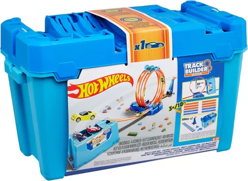 Vista 8 de Conjunto de Pista de Vehículos de Juguete Hot Wheels, Caja de Juego de Pista de Construcción de Multi Bucle & Vehículo a Escala 1:64, 10 pies