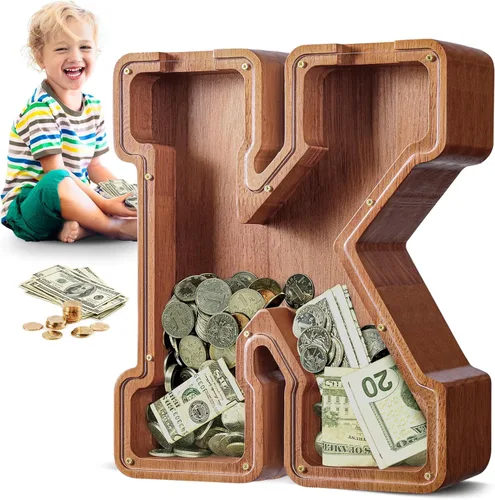 Vista 104 de SummiDate Alcancía de madera de letra para niños y niñas, Alfabeto, personalizada, regalo de cumpleaños y pascua para niños (A)