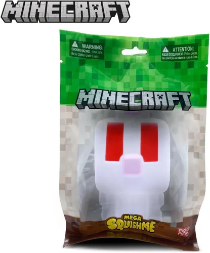 Vista 4 de Minecraft Bunny Mega SquishMe Serie 4 – Peluche oficial de 6" de hinchado lento – Conejo coleccionable, vaca Mooshroom, tortuga y oveja verde