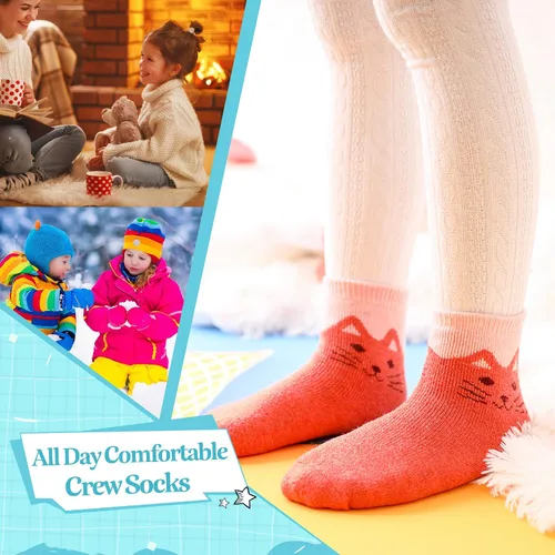 Vista 6 de Eocom - Medias de invierno cálidos de lana para niños y niñas, 6 pares