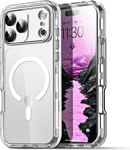 Vista 11 de AICase Funda transparente para iPhone 17 [compatible con MagSafe] resistente protección contra caídas, cuerpo completo, a prueba de golpes, a prueba