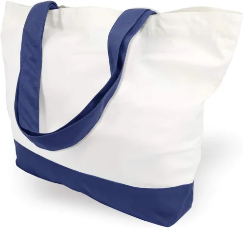 Vista 24 de TOPDesign - Paquete de 1 bolsa de lona de algodón, superfuerte, 12 onzas, bolsa para compras reutilizable, de tela, diseño moderno, en dos tonos