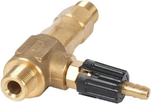 Vista 5 de Inyector químico para lavadora a presión de 1-2 GPM para bomba general, control ajustable, arandela de potencia, inyector aguas abajo, orificio