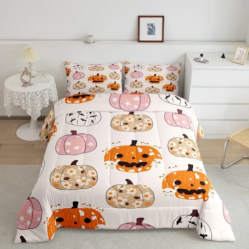 Vista 17 de Erosebridal Juego de edredón de calavera de Halloween, tamaño individual, juego de ropa de cama de calavera gótica para niños, adolescentes
