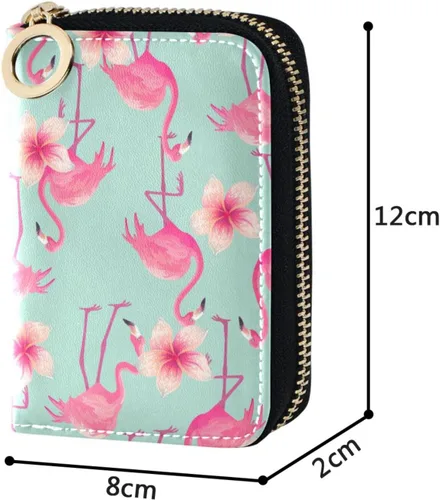Vista 5 de Tarjetero de cuero para mujer, cartera pequeña de piel RFID con cremallera para tarjetas, Multicolor163, Compacto