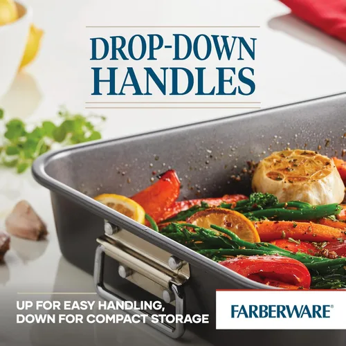 Vista 6 de Farberware Bakeware - Asador de acero antiadherente con estante plano, 11 pulgadas x 15 pulgadas, gris