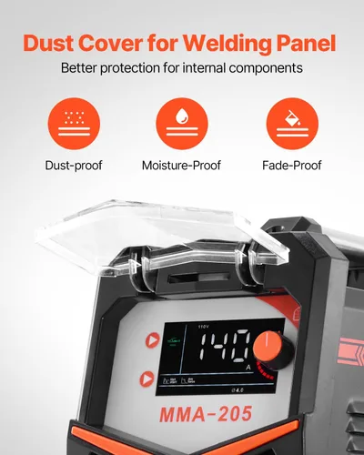 Vista 5 de VEVOR Soldador MMA, 205A 2 en 1 Soldador de varilla MMA Lift TIG, Soldador inversor IGBT de doble voltaje 110/220 V con pantalla digital, Fuerza