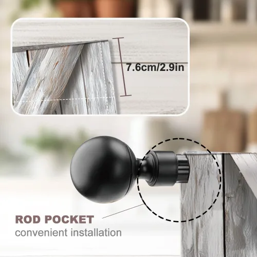 Vista 3 de Cortinas cortas de cocina de poliéster con estampado para puerta de granero, 27.5 pulgadas de ancho x 36 pulgadas de largo, cortinas de puerta