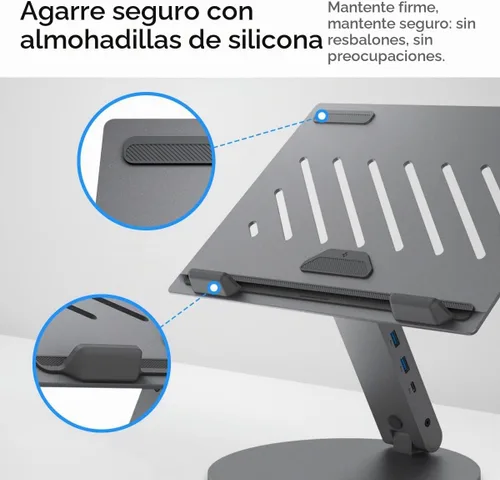 Vista 4 de Spigen Soporte para portátil con concentrador 6 en 1 con ventilación