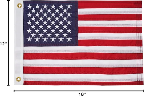 Vista 8 de SYII Bandera estadounidense de 12 x 18 pulgadas, bordado de 50 estrellas, enseña náutica, banderas de barco de Estados Unidos con 2 ojales de latón