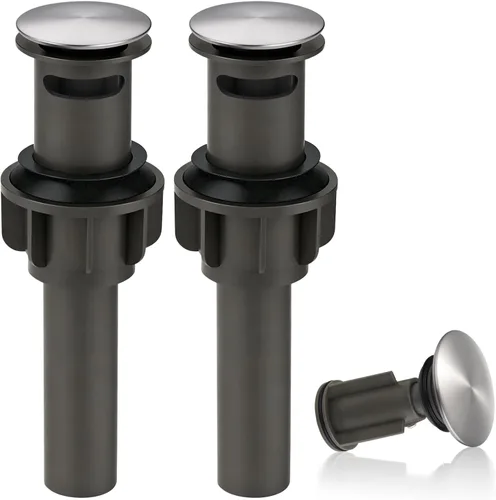 Vista 23 de ARCORA - Drenaje de lavabo con desbordamiento, tapón de lavabo de baño con varilla de elevación, drenaje mate negro para lavabo de recipiente