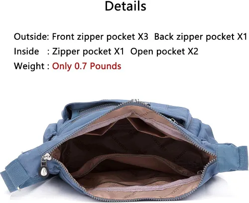 Vista 5 de MINTEGRA Bolso cruzado para mujer, bolso de hombro impermeable de nailon, bolsillo ligero