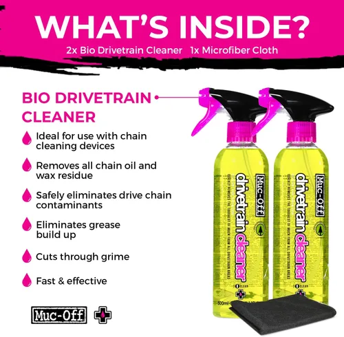 Vista 2 de Muc-Off Bio Drivetrain Cleaner Efectivo Limpiador y Desengrasante Biodegradable en Aerosol para Cadena de Bicicleta Apto para Todo Tipo